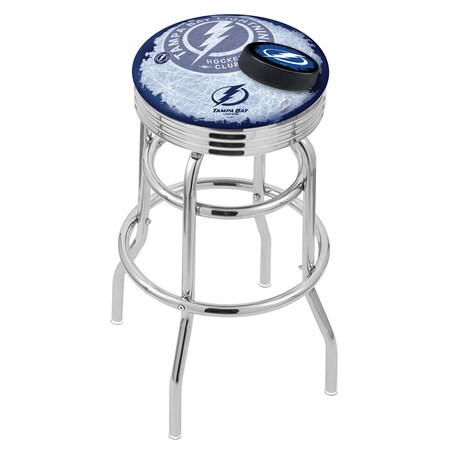Holland Bar Stool Co 25" Chrome 2-Ring Tampa Bay Lightning Swivel Bar Stool, Accent Ring L7C3C25TBLght-D2